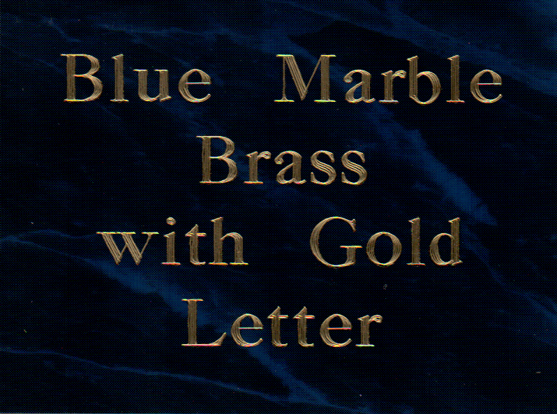 Blue Marble Brass with Gold Letter