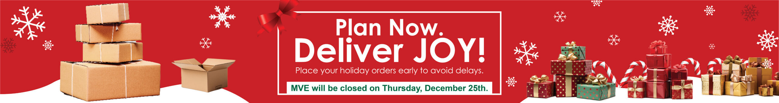 MVE Banner notification of closure for Christmas