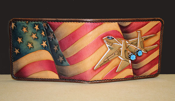 Wallet with flag and jet